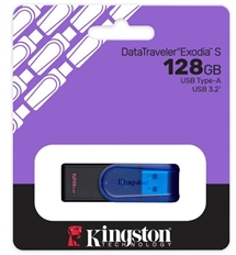 Kingston  - DataTraveler Exodia S Azul USB Flash Drive, 128GB, USB 3.0, Azul