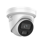Hikvision  - Cámara de Seguridad Inteligente Turret IP 4MP con Doble Micrófono y Altavoz e Iluminación Híbrida Inteligente 40m, Lente Fijo, Audio Bidireccional, Detección Humana y de Vehículos por IA, DarkFighter, IP67, Blanco