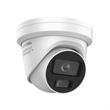 Hikvision  - 4MP Smart IP Turret Security Camera with Built-in Dual Mic & Speaker & 40m Smart Hybrid Illumination, Fixed Lens, Two-Way Audio, AI Human & Vehicle Detection, DarkFighter, IP67, White