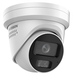 Hikvision  - 8MP Smart IP Turret Security Camera with Built-in Dual Mic & Speaker & 40m Smart Hybrid Illumination, Fixed Lens, Two-Way Audio, AI Human & Vehicle Detection, DarkFighter, IP67, White