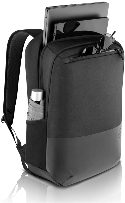 Dell Pro Slim 15 Backpack - Isometric Left with Laptop and Glass View
