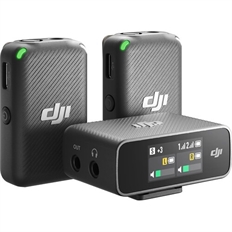 DJI Mic - Doble Micrófono Inalámbrico y Sistema de Grabación de Audio, Omnidireccional, 3.5mm, USB-C, Lightning, Negro