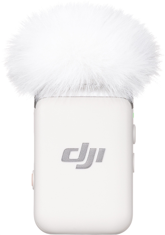 DJI Mic 2 Wireless Transmitter with Built In Microphone View Front With Windscreen