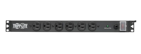 DRS-1215 Black-1U Rackmount Surge Protector 14 Outlets-Front View