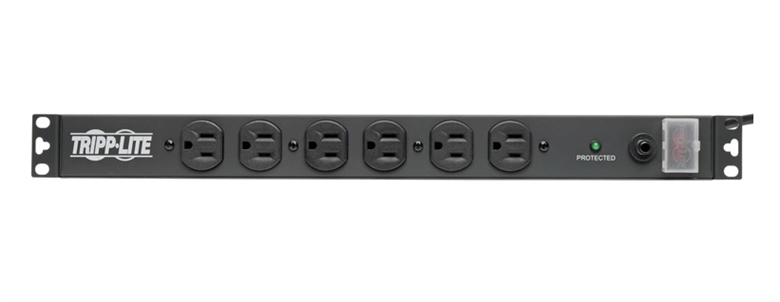 DRS-1215 Black-1U Rackmount Surge Protector 14 Outlets-Front View