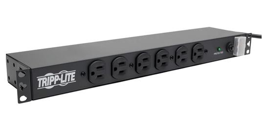 DRS-1215 Black-1U Rackmount Surge Protector 14 Outlets-Lateral View