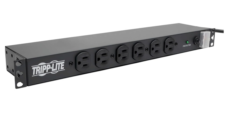 DRS-1215 Black-1U Rackmount Surge Protector 14 Outlets-Lateral View