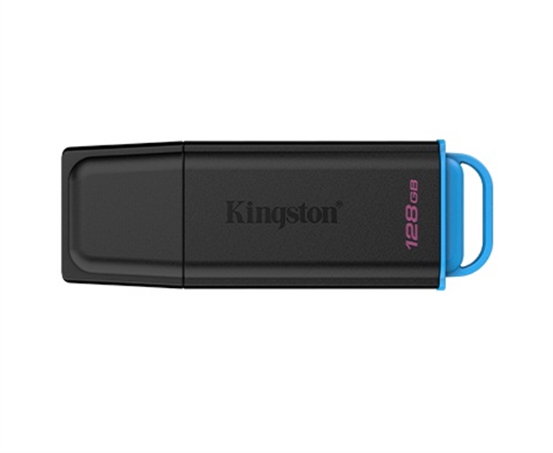 DTXG2-128GB Black-Blue-128GB USB 32 Gen 1 Flash Drive-Front View
