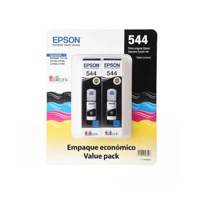 Epson T544 Negro Vista Frontal 2 botellas