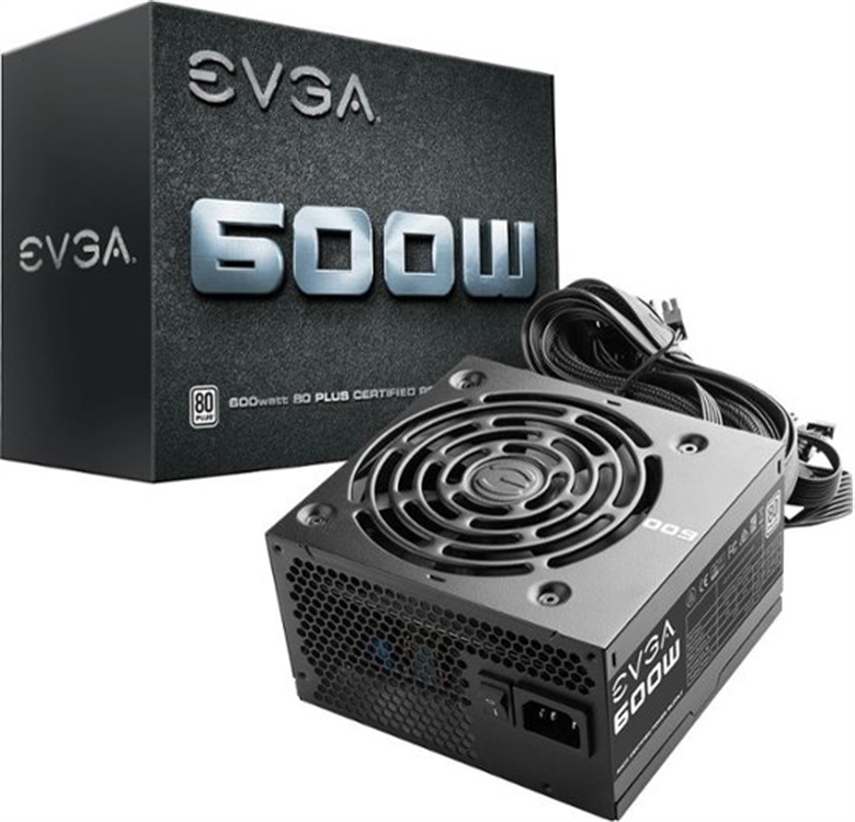 EVGA 600 W1 80 White 600W Power Supply and Box View
