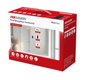 Hikvision  - Kit de Control de Acceso Biométrico con Terminal de Reconocimiento Facial de 4.3" y Cerradura Magnética 600 lbs, Lector de Huellas, Tarjetas Mifare, Botón Sin Contacto, Wi-Fi, PoE, IP65, Negro/Gris