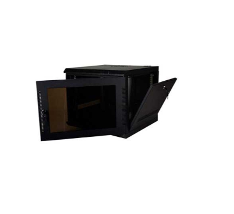 WM2019-07-02 Negro-Gabinete de Pared para Redes de 7U-Vista Lateral Abierta