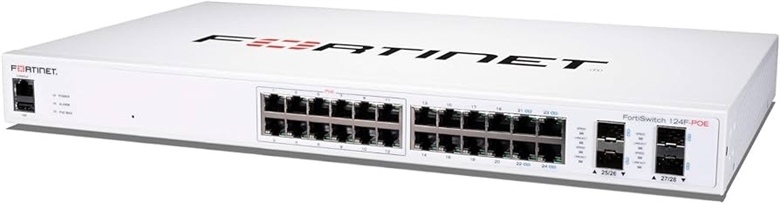 Fortinet FortiSwitch 124F-POE-Switch-managed-12-10-100-1000 Front View 2