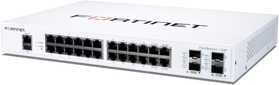 Fortinet FortiSwitch 124F-Switch-managed-24-10-100-1000 -4-10 Gigabit SFP-side to back airflow-rack-mountable Front View 2 0