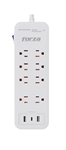 Forza FSP-821USBC  - Protector Contra Sobretensiones, 8 Tomas de Corriente, 2 Puertos USBA, 1 Puerto USBC, 1625W, 110 V/220 V, 2450 Julios