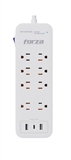 Forza FSP-821USBC  - Protector Contra Sobretensiones, 8 Tomas de Corriente, 2 Puertos USBA, 1 Puerto USBC, 1625W, 110 V/220 V, 2450 Julios