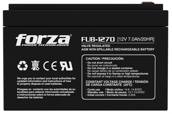 Batería de UPS Forza FUB-1270 Vista Frontal