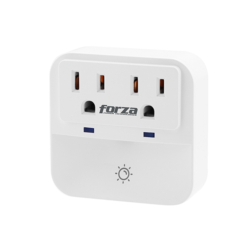 Forza FWT-201 Wall Surge Protector 2 Outlets Isometric View 1