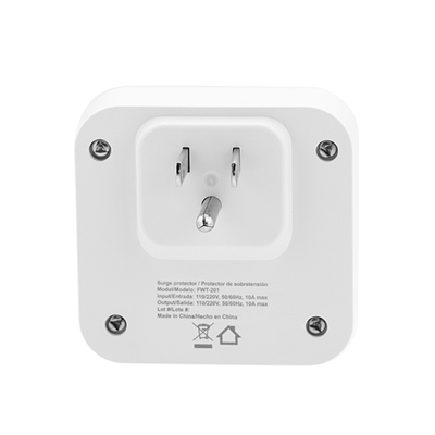 Forza FWT-201 Wall Surge Protector 2 Outlets Rear View
