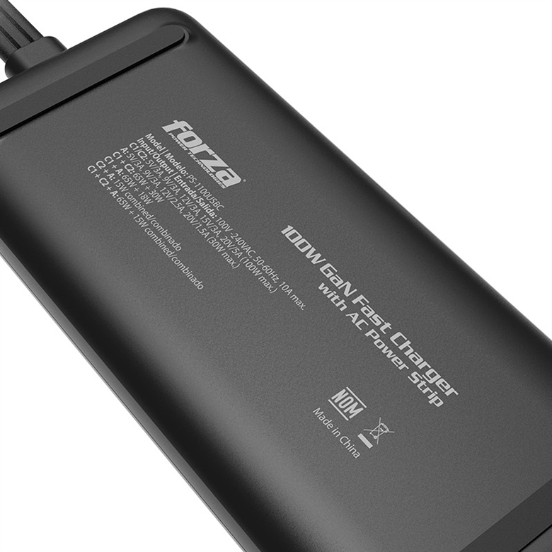 Forza GaN Charger USB A C 100W Rear View 4