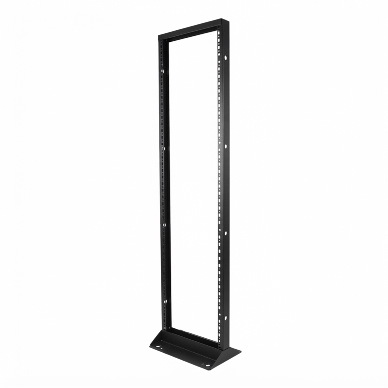 FR1907-45-02 Rack-de-Piso-Abierto-de-2-Postes-45U-Aluminio-Negro-Vista Frontal