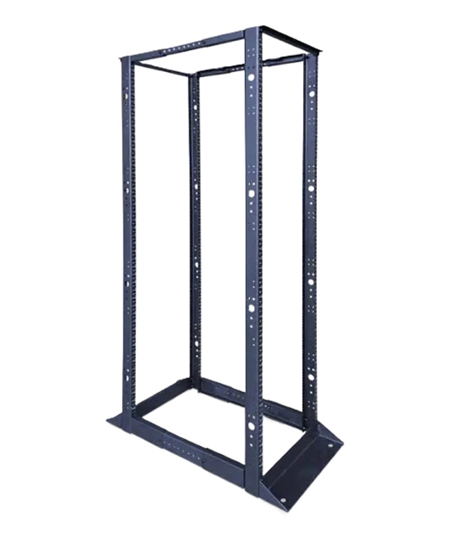 FR1924-45-02 Rack-de-Piso-Abierto-de-4-Postes-45U-Ajustable-Negro-Vista-Lateral