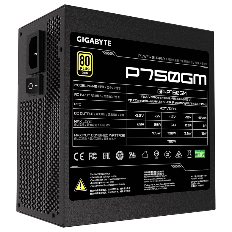 Gigabyte GP-P750GM Power Supply 750W Top View