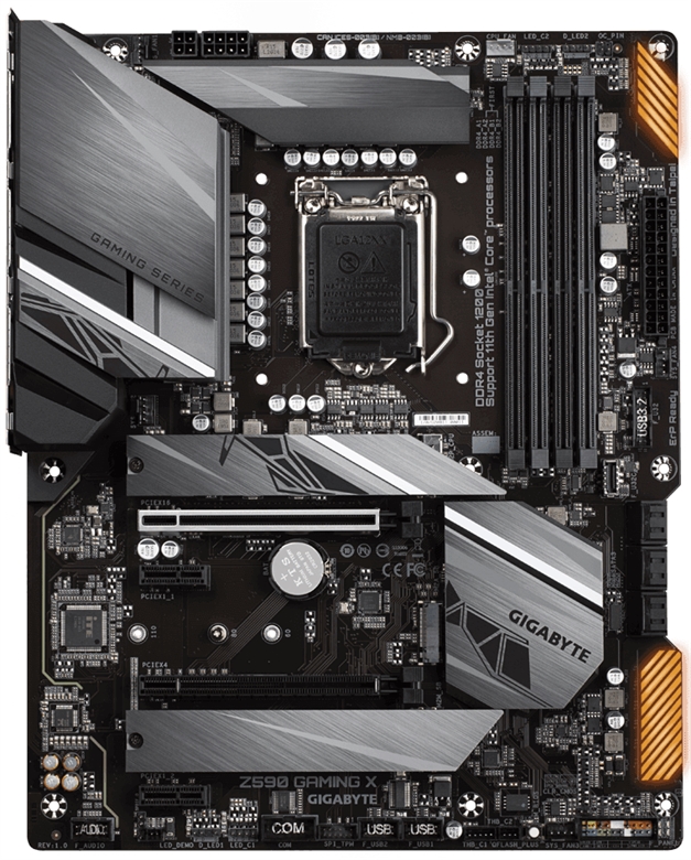 Gigabyte Z590GAMINGX Motherboard Front View
