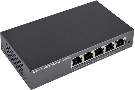 Grandstream GWN7700P - Switch No Administrable 5 Puertos 4 PoE 10Gbps Vista Lado Izquierdo