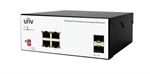 Uniview  - Switch PoE Industrial No Administrable, 4 Puertos PoE 10-100Mbps, 2 Puertos de Subida SFP Gigabit, Presupuesto de Potencia de 65W