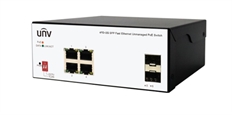 Uniview  - Switch PoE Industrial No Administrable, 4 Puertos PoE 10-100Mbps, 2 Puertos de Subida SFP Gigabit, Presupuesto de Potencia de 65W