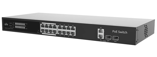 Gris-Switch Uniview Gestionable en la Nube de 16 Puertos Full Gigabit PoE-Vista Diagonal