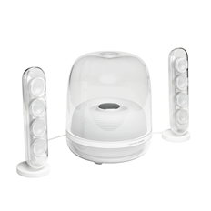 Harman Kardon SoundSticks 4 - Sistema de Bocinas con Subwoofer, Bluetooth, Blanco