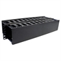 HF19-02-200 Black-Horizontal Finger-Duct Cable Manager 2U 19 Inch-Double Lateral View
