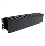 HF19-02-200 Black-Horizontal Finger-Duct Cable Manager 2U 19 Inch-Lateral View
