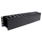 Quest Manufacturing - Organizador de Cables Tipo Finger-Duct para Rack de 19", Altura de 2U, Capacidad de 100 Cables, Tapa de PVC Removible