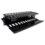 HF19-02-200 Black-Horizontal Finger-Duct Cable Manager 2U 19 Inch-Open Lateral View x2
