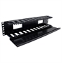 HF19-02-200 Black-Horizontal Finger-Duct Cable Manager 2U 19 Inch-Open Lateral View