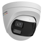 Hikvision  - 3K Panoramic Analog Turret Security Camera with Built-in Microphone & 40m Smart Hybrid Light, Dual Fixed Lens, 180-Degrees Stitching View, IP67, White