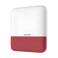 Hikvision DS-PS1-E-WB/RED  - 433 MHz 110 dB IP65 Outdoor Wireless Siren with Red Strobe, AES-128 Encryption and Tamper Protection