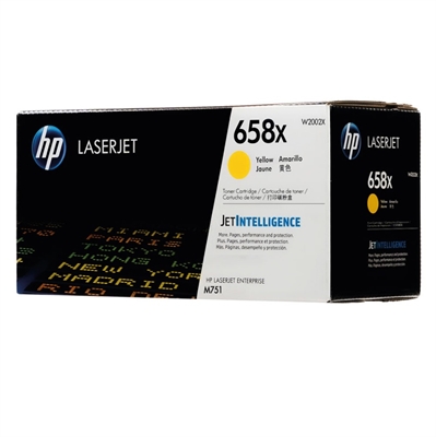 HP 658X High Yield Yellow Original LaserJet Toner Cartridge-Lateral View