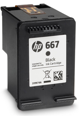 HP 667XL Cartucho de Tinta Negra Vista Frontal