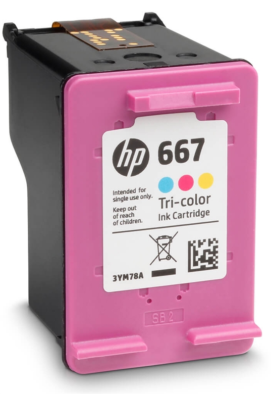 HP 667XL Cartucho de Tinta Tricolor Vista Frontal