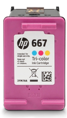 HP 667XL Cartucho de Tinta Tricolor Vista Isometrica