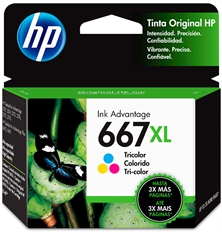 HP 667XL - Cartucho de Tinta de Alto Rendimiento Tricolor, 1 Paquete