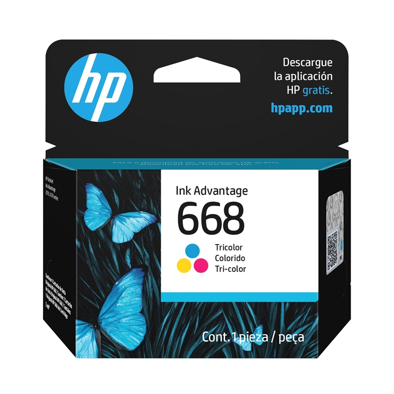 HP 668 - Tri-color Ink Cartridge - Front View