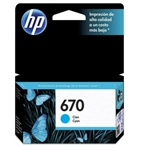HP 670 - Cartucho de tinta Cyan , 1 Paquete