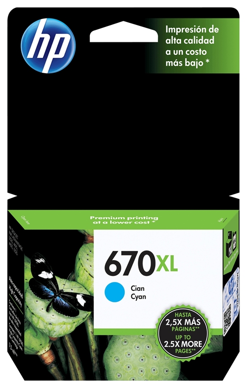 HP 670XL Cyan Ink Cartridge