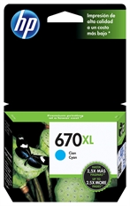 HP 670XL - Cyan High Yield Ink Cartridge, 1 Pack