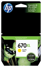 HP 670XL - Yellow High Yield Ink Cartridge, 1 Pack